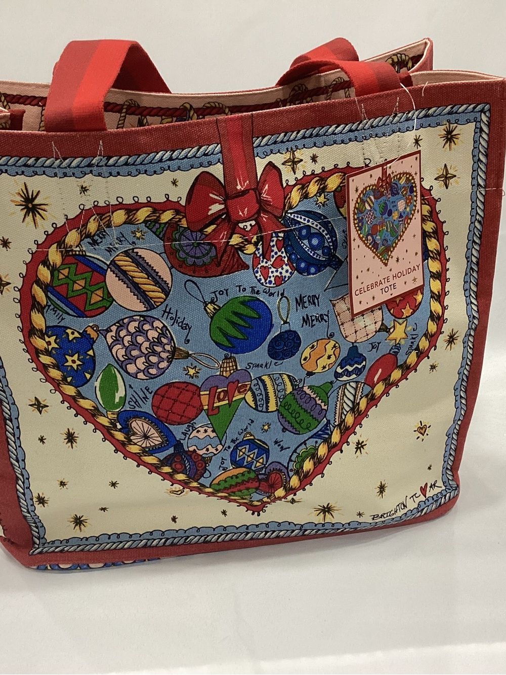 Brighton Red Multicolor Heart Ornament Tote